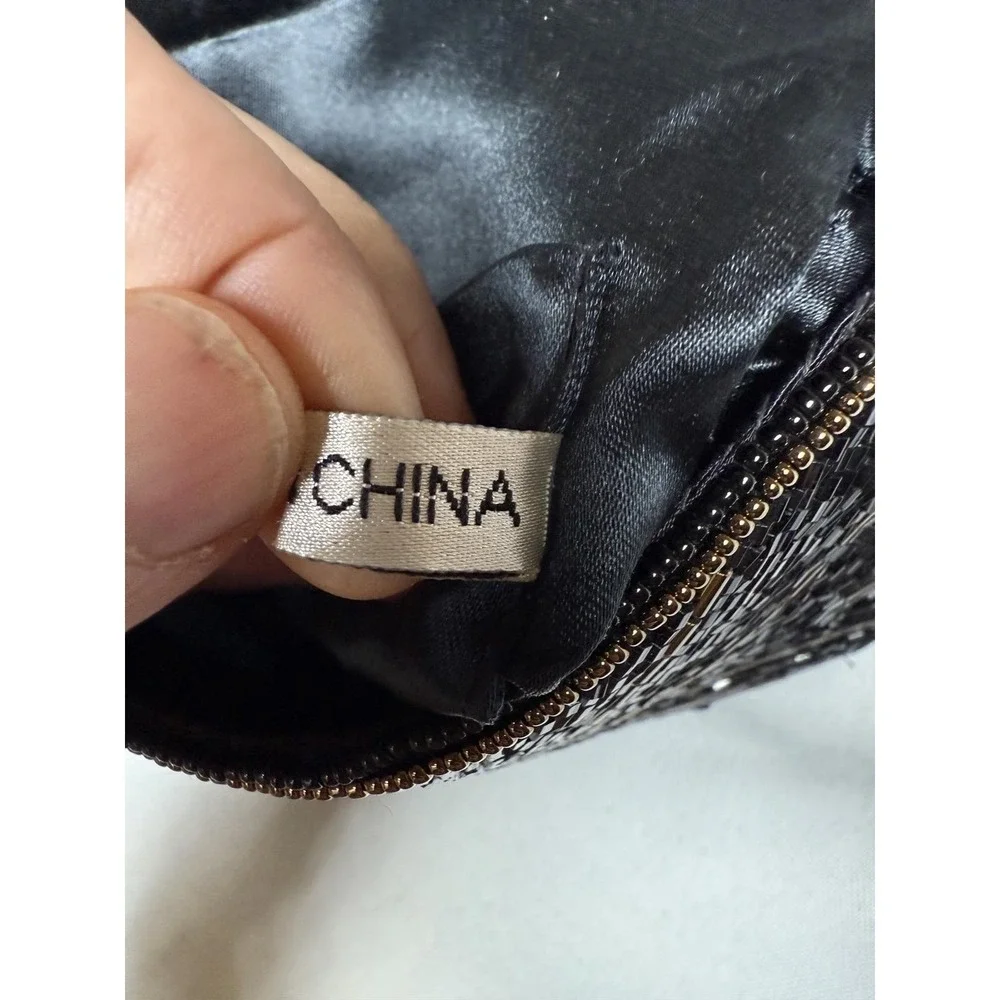 Crossbody evening‎ purse Black Gold Beaded